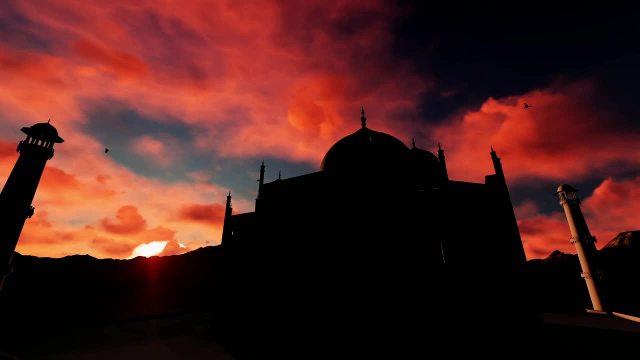 Free Stock Video Silhouette Of The Taj Mahal With The Sunset Behind Live Wallpaper