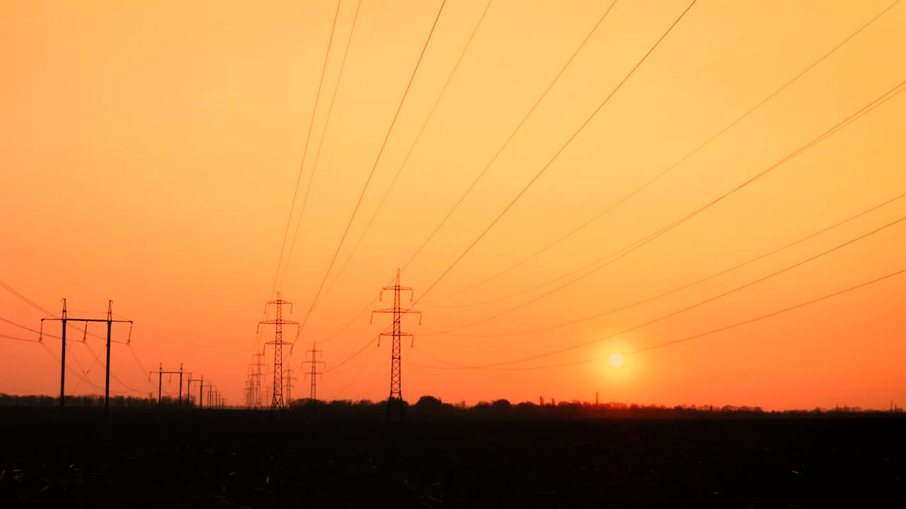 Free Stock Video Silhouettes Of Electric Power Lines And Towers Live Wallpaper