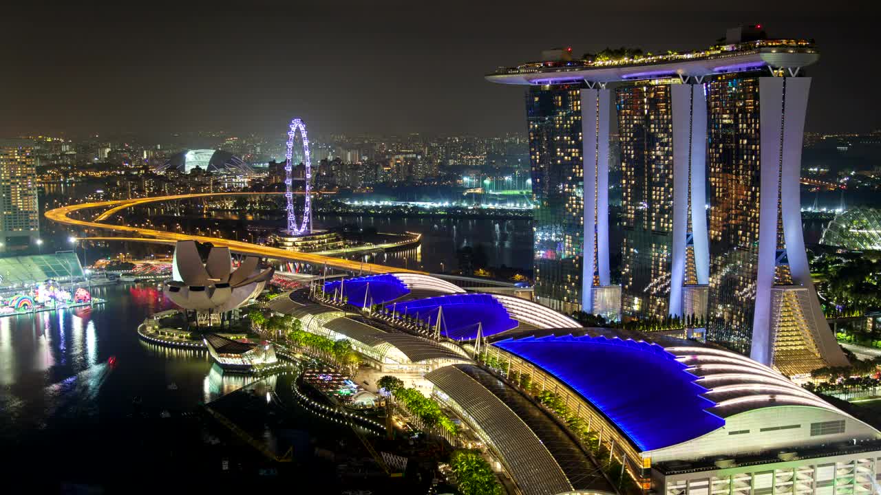 Free Stock Video Singapore Cityscape And Harbor At Night Live Wallpaper