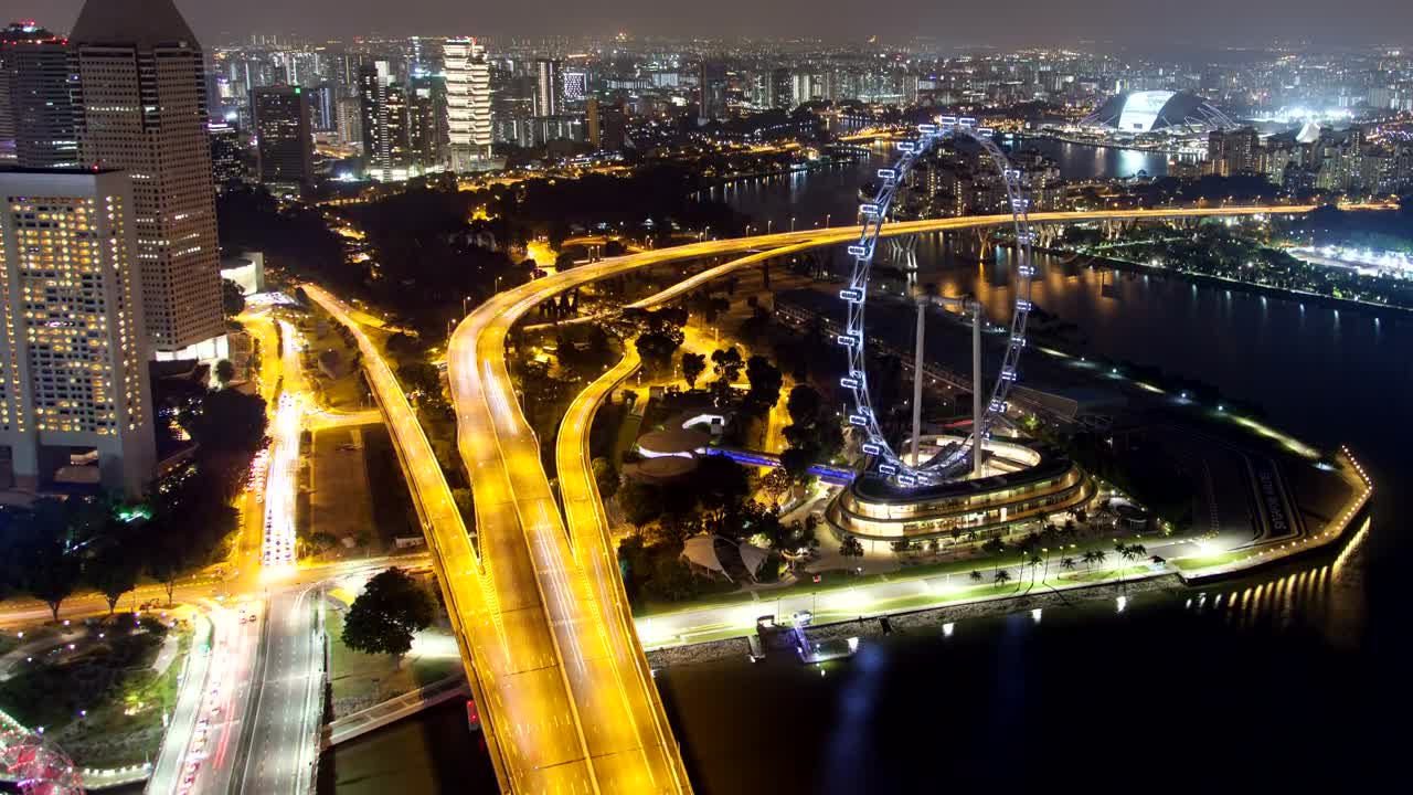 Free Stock Video Singapore Highway Roads Illuminated At Night Live Wallpaper