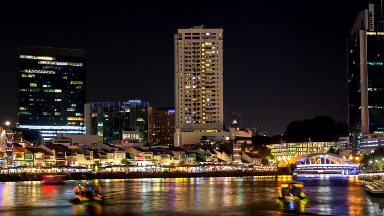 Free Stock Video Singapore River Time Lapse At Night Live Wallpaper