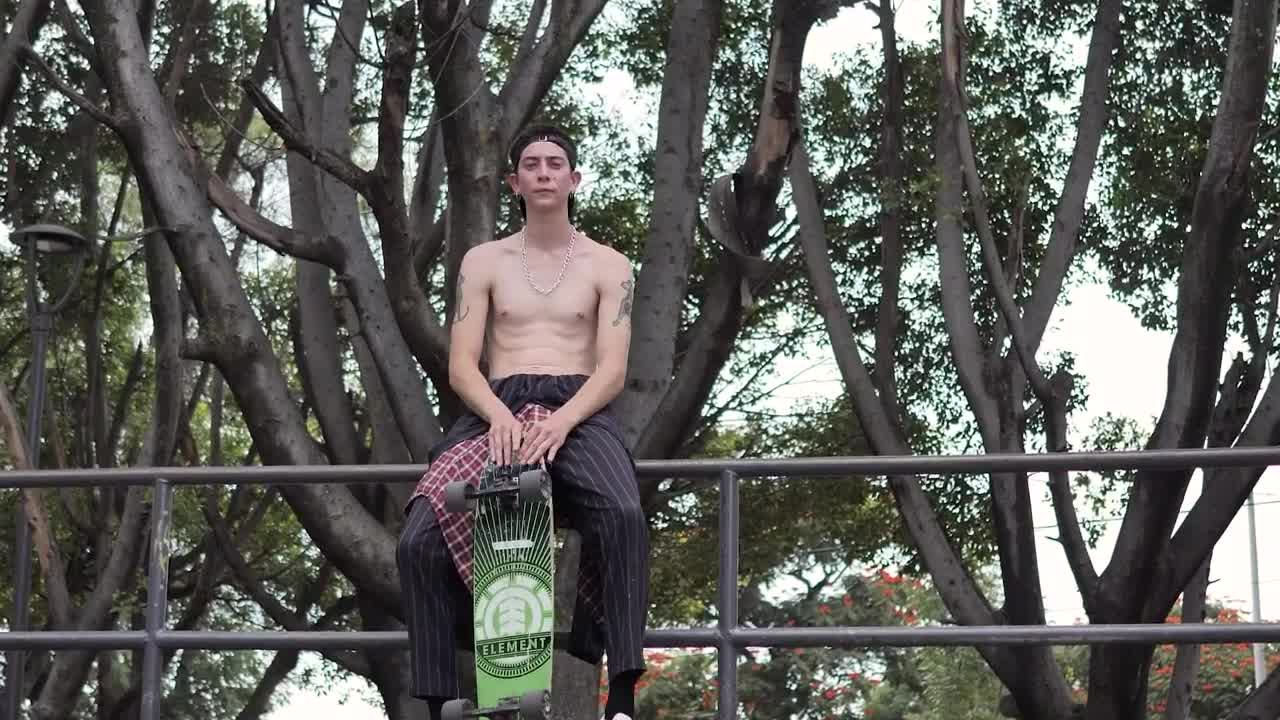 Free Video Stock Skater With His Skateboard Portrait Live Wallpaper