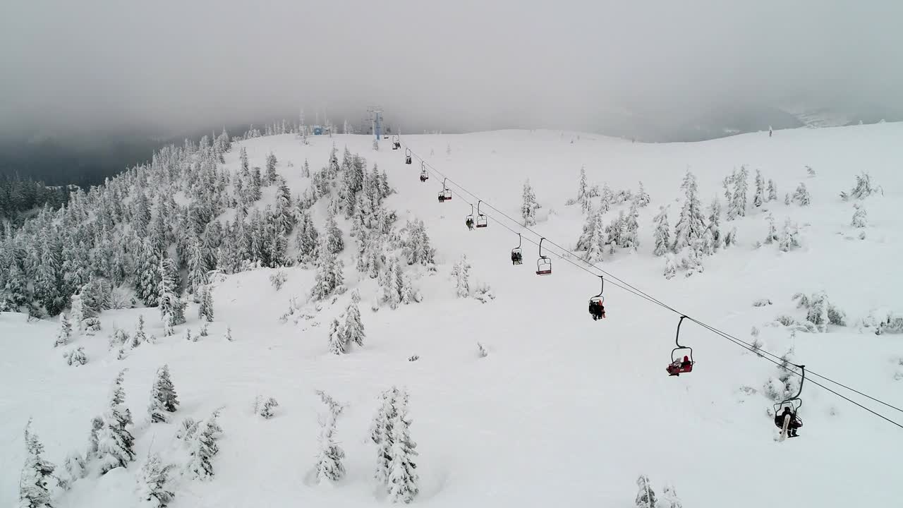 Free Video Stock Skiers Traveling To The Ski Resort On The Mountain Live Wallpaper