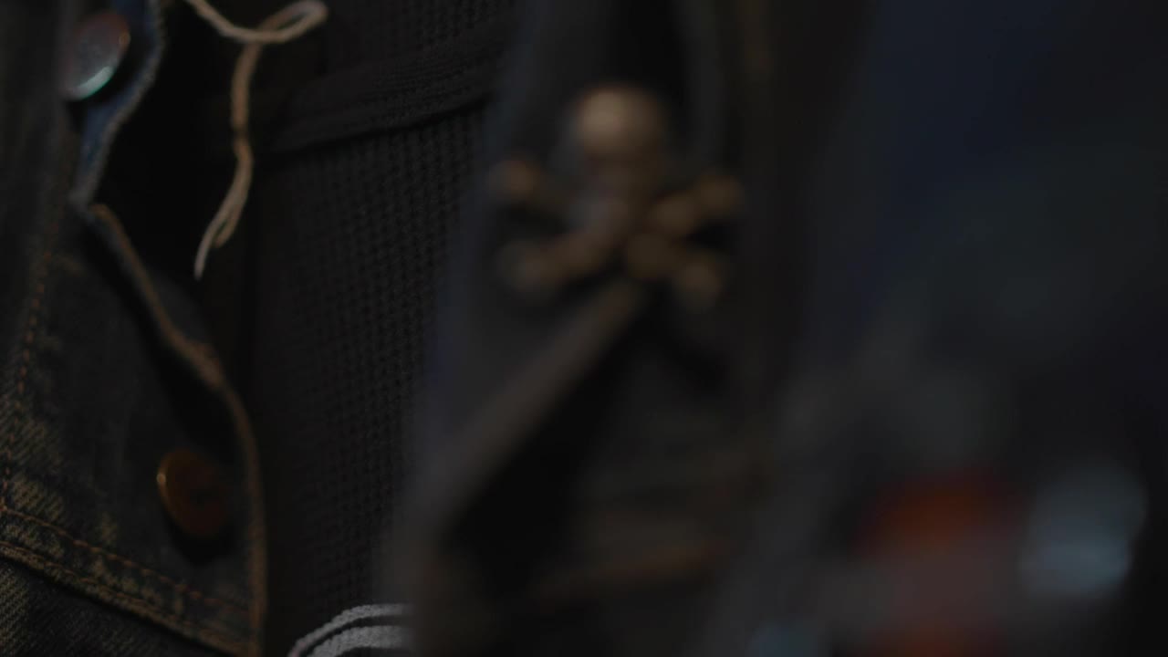 Free Video Stock Skull Pin On Denim Jacket Live Wallpaper