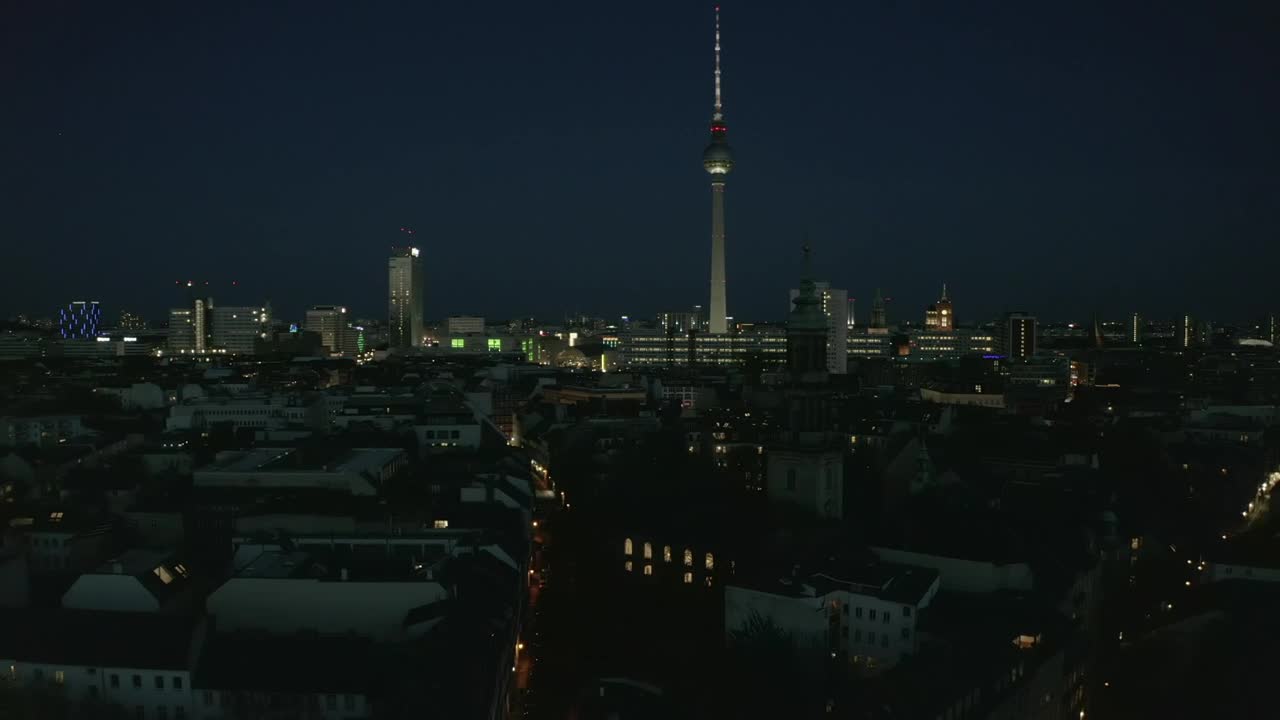 Free Video Stock Skyline From The Air Of An Empty City At Night Live Wallpaper