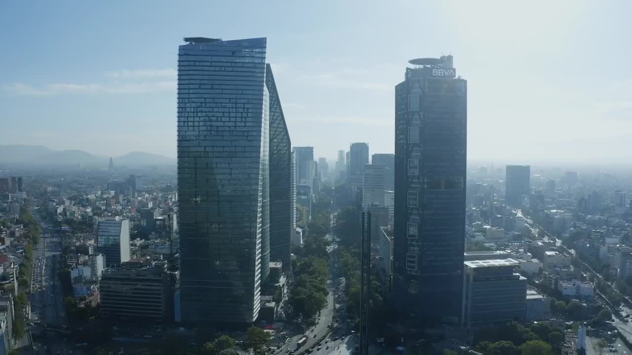 Free Video Stock Skyscrapers With City Traffic Below Live Wallpaper