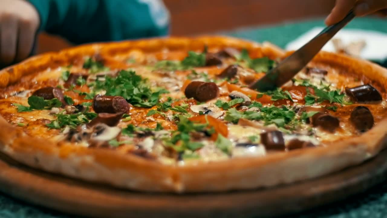 Free Video Stock Slicing A Freshly Baked Pizza Live Wallpaper