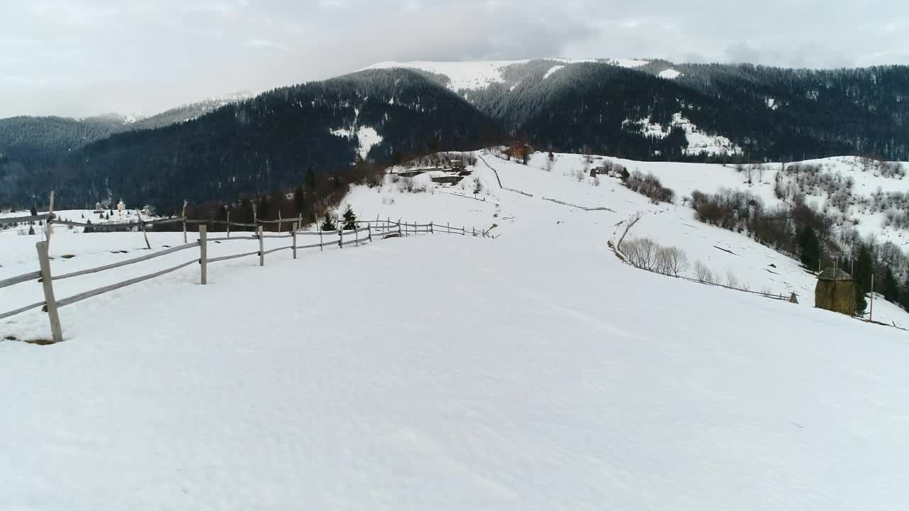 Free Video Stock Slope On A Winter Farm In The Mountains Live Wallpaper