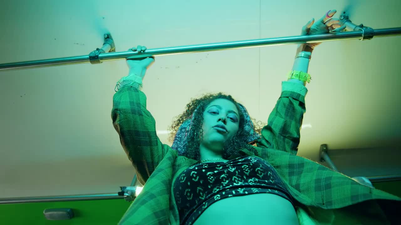 Free Video Stock Slow Dancing Girl Looking At The Lens Inside A Bus Live Wallpaper