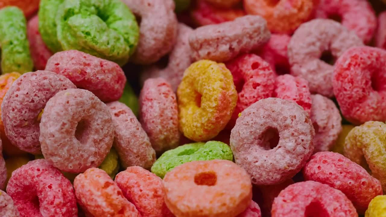 Free Video Stock Slowly Rotating Colored Sugary Rings Cereal Live Wallpaper