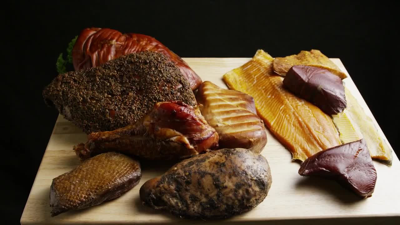 Free Video Stock Slowly Rotating Meat Of Various Kinds Live Wallpaper