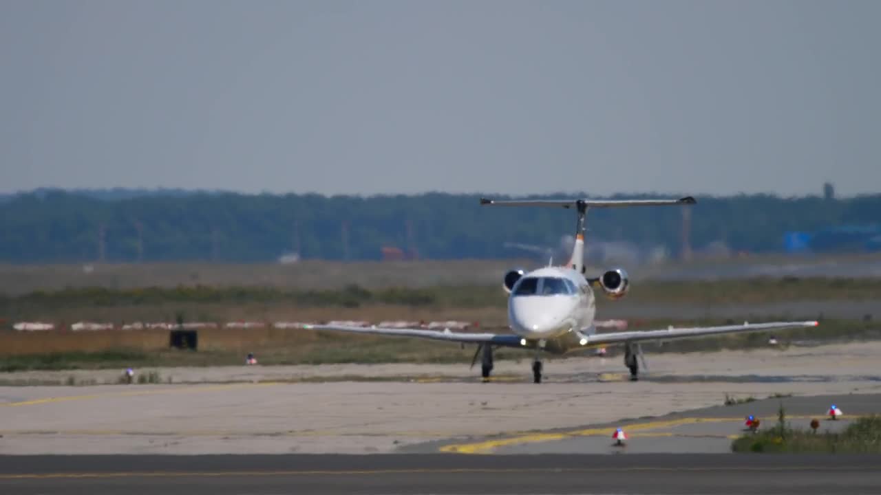 Free Video Stock Small Private Jet Landing At The Airport Live Wallpaper