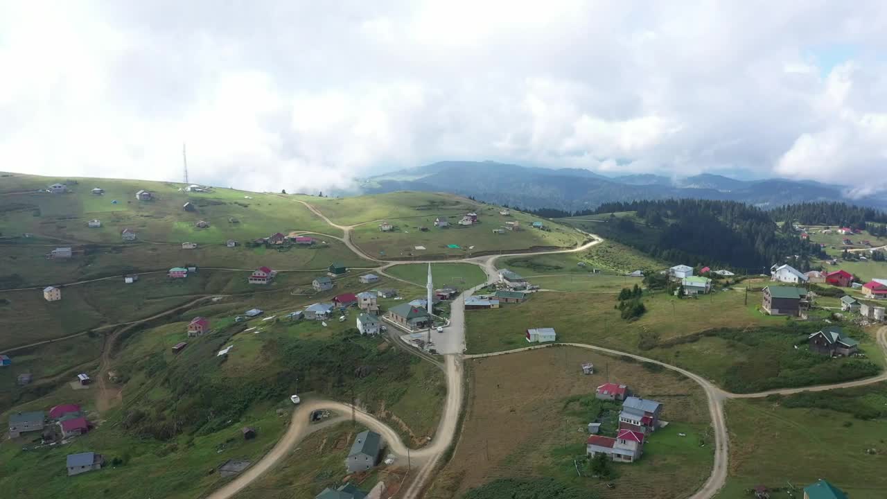 Free Video Stock Small Town Across A Cloudy Hill Live Wallpaper