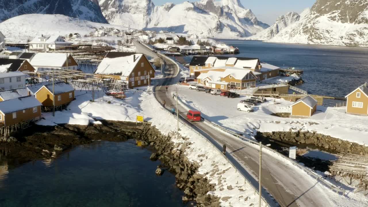 Free Video Stock Small Town Covered In Snow By The Ocean Live Wallpaper
