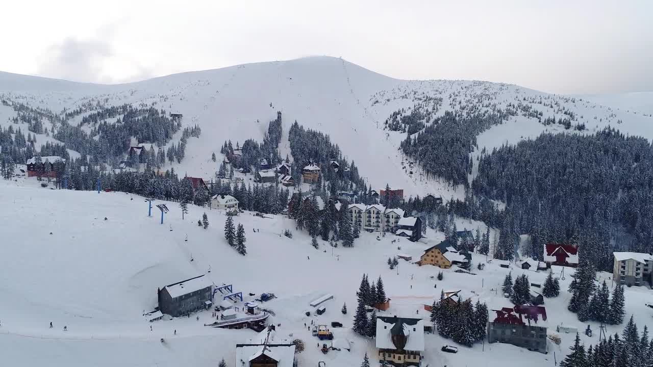 Free Video Stock Small Town On The Slopes Of The Snowy Mountains Live Wallpaper