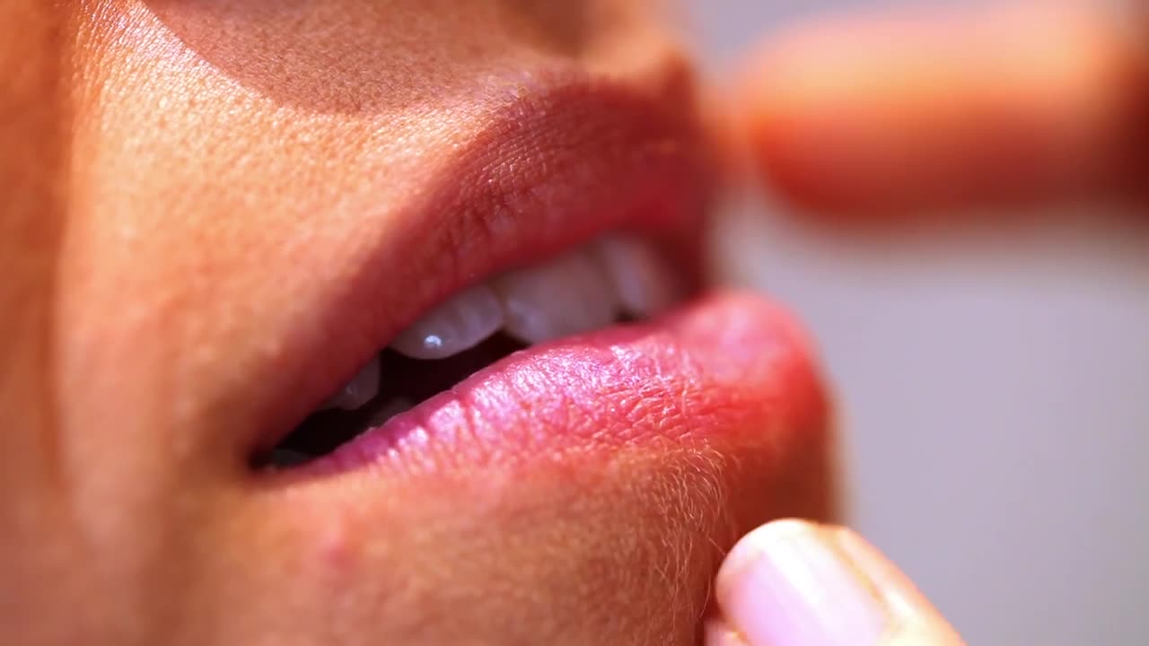 Free Video Stock Smile Of A Woman While Makeup Her Lips Live Wallpaper