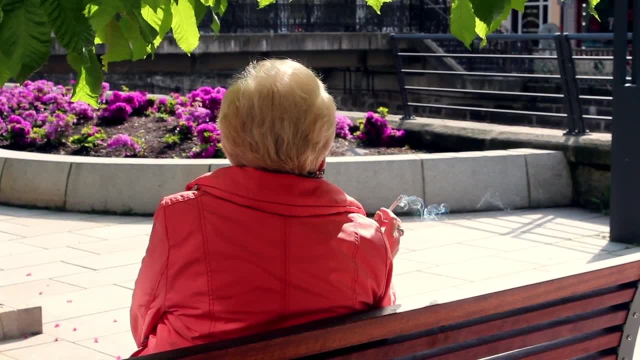 Free Video Stock Smoking Lady Sitting In A Park Live Wallpaper