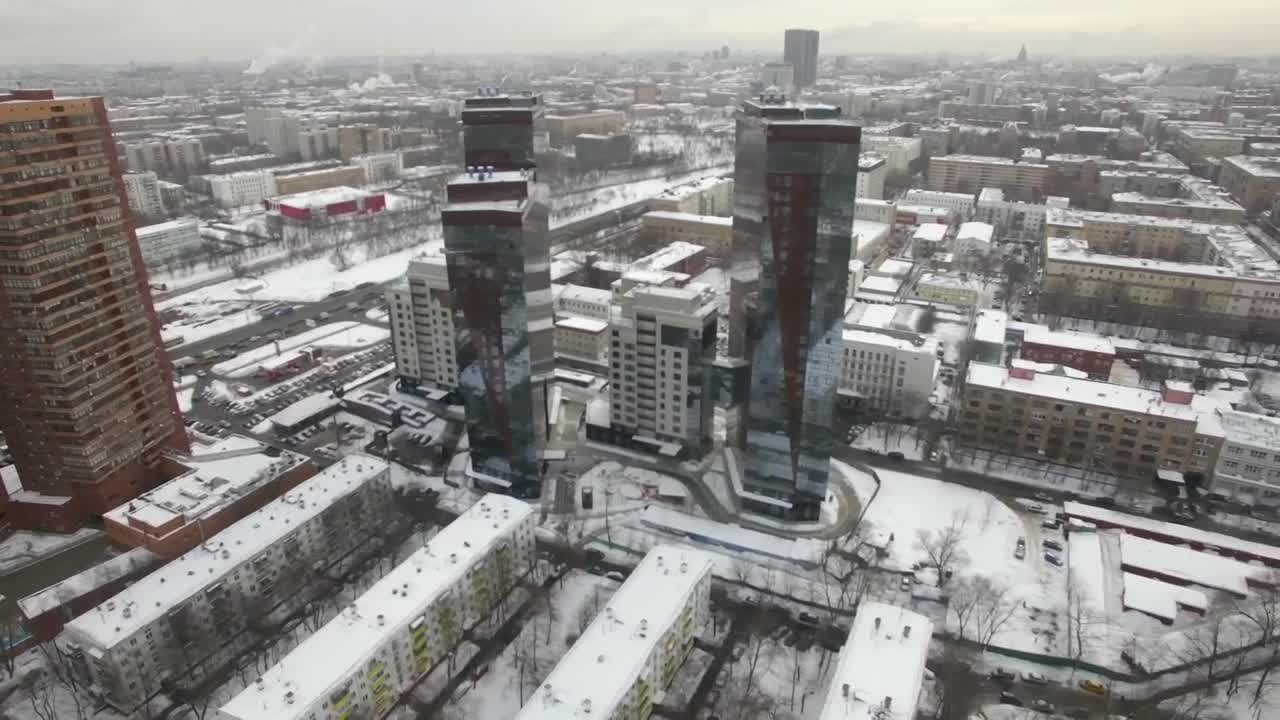 Free Video Stock Snow Covered Buildings In An Urban City Live Wallpaper