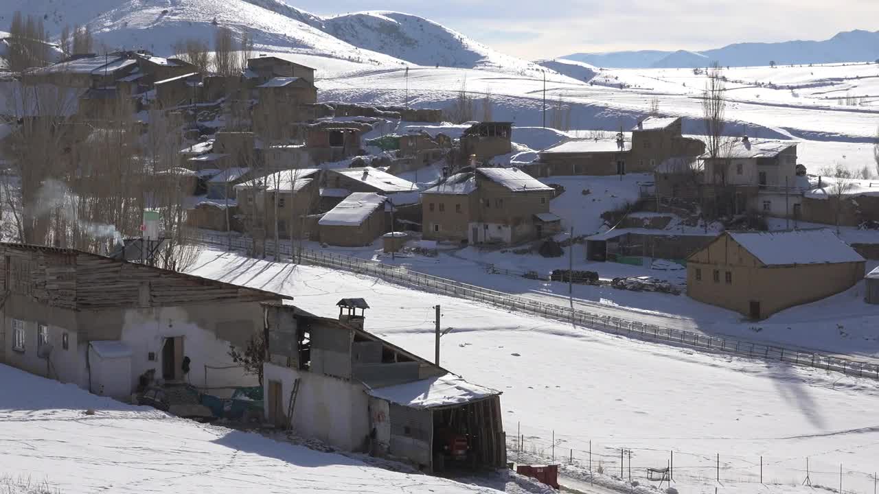 Free Video Stock Snow Covered Village Landscape Live Wallpaper