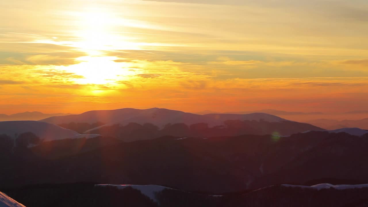 Free Video Stock Snowy Mountains Landscape During Sunset Pan Shot Live Wallpaper