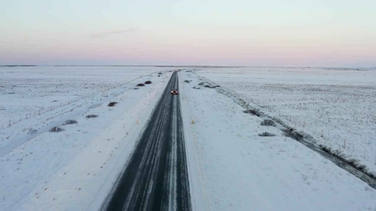 Free Video Stock Snowy Road In A Plain View From The Air Live Wallpaper