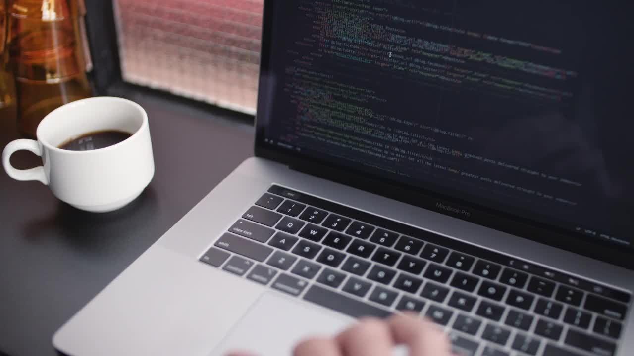 Free Video Stock Software Developer Working While Drinks Coffee Live Wallpaper