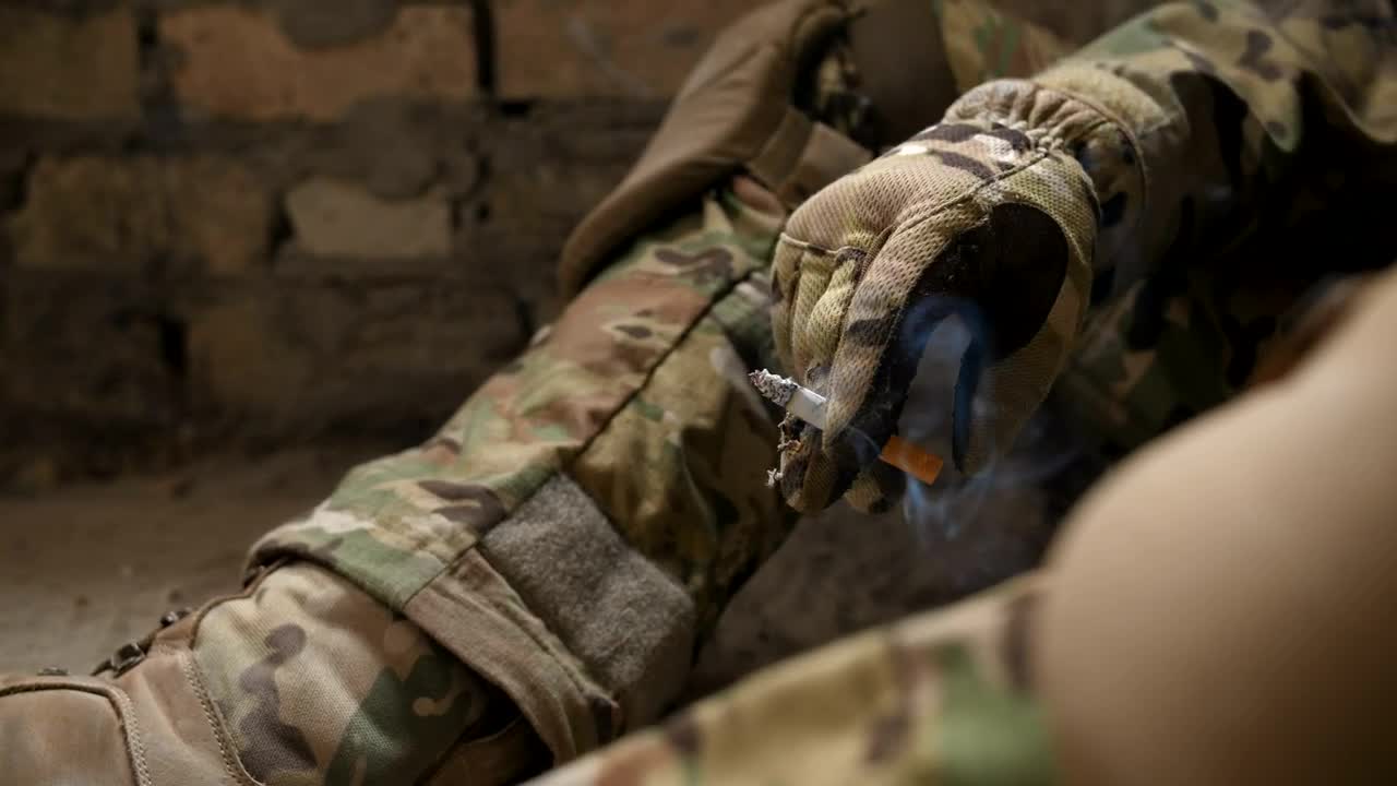 Free Video Stock Soldier Smoking In A Building Live Wallpaper