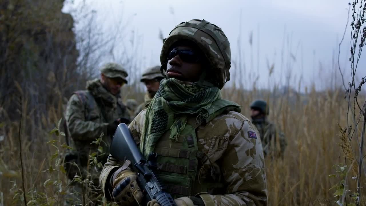 Free Video Stock Soldier With Sunglasses Standing On The Field Live Wallpaper