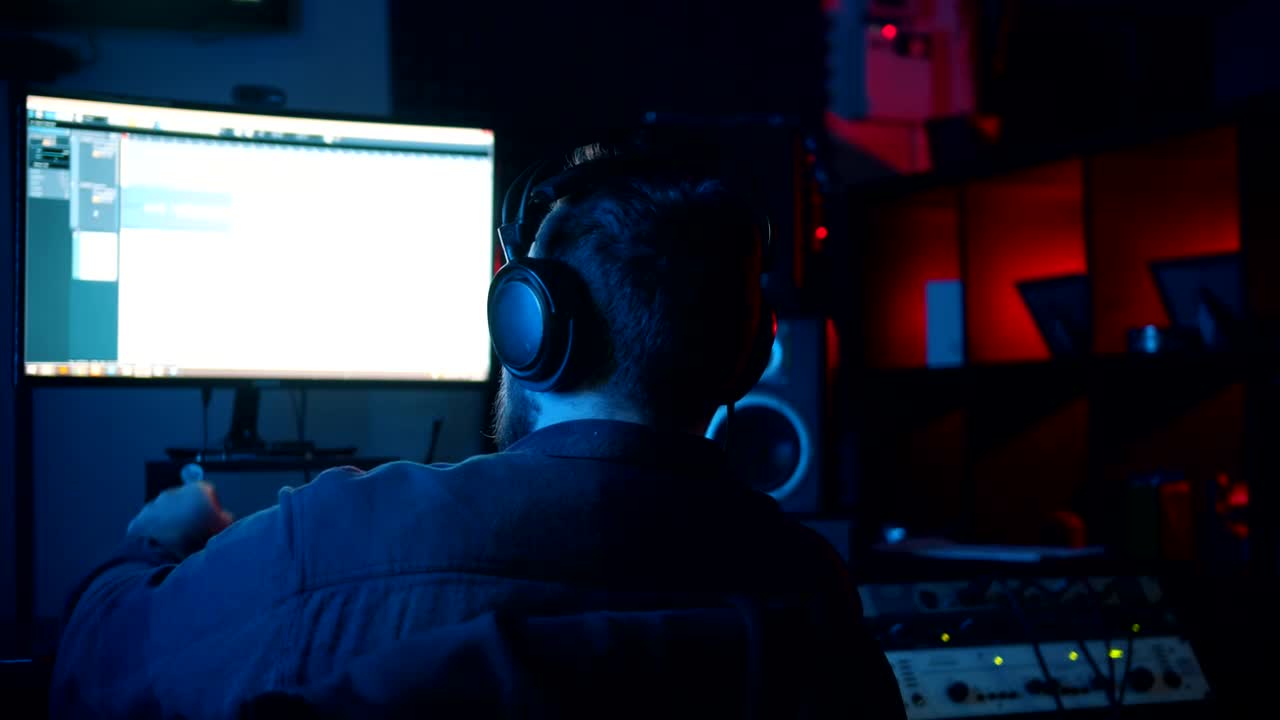 Free Video Stock Sound Engineer Working At His Recording Studio Live Wallpaper
