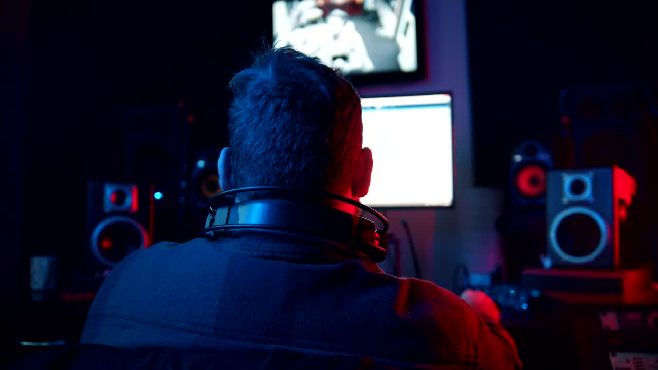 Free Video Stock Sound Engineer Working On A Recording Studio Live Wallpaper