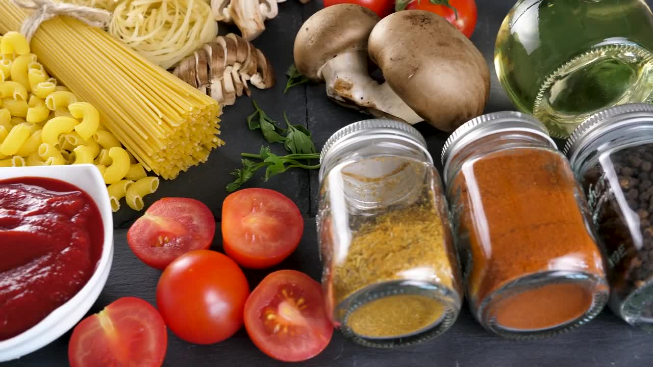 Free Video Stock Spaghetti Ingredients On A Table Live Wallpaper