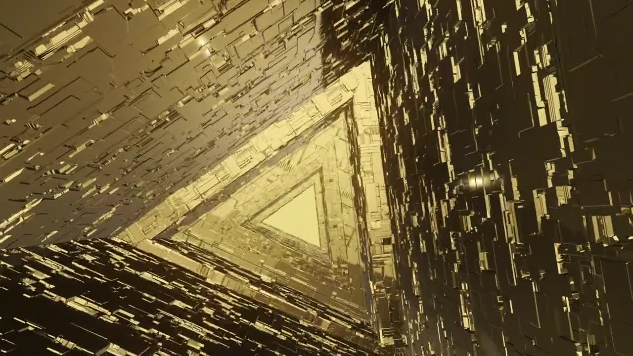 Free Video Stock Spinning Futuristic Golden Tunnel Live Wallpaper