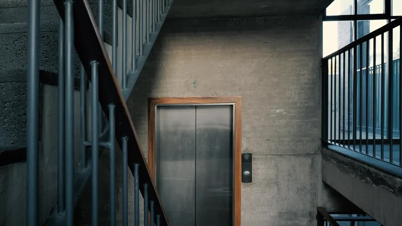 Free Video Stock Stairwell With Cement Walls And An Elevator Live Wallpaper