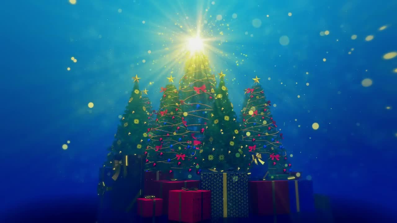 Free Video Stock Star Shining On The Top Of Christmas Trees Live Wallpaper