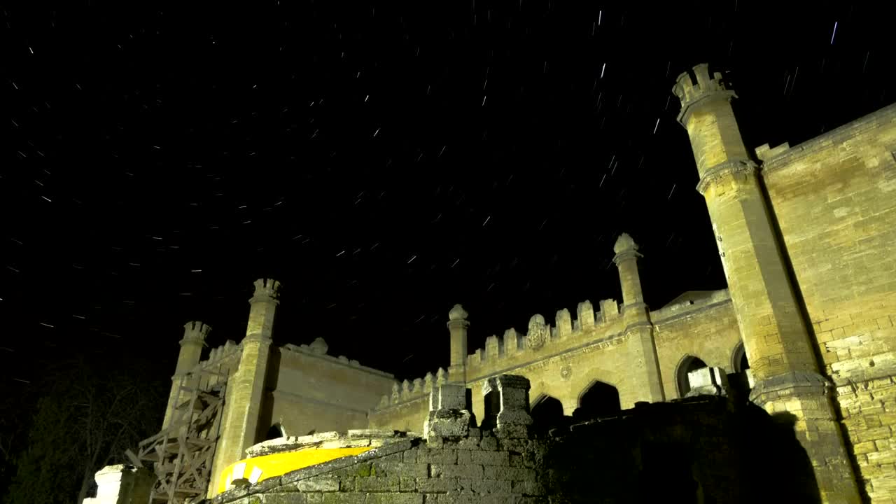 Free Video Stock Star Trails Over A Castle Live Wallpaper