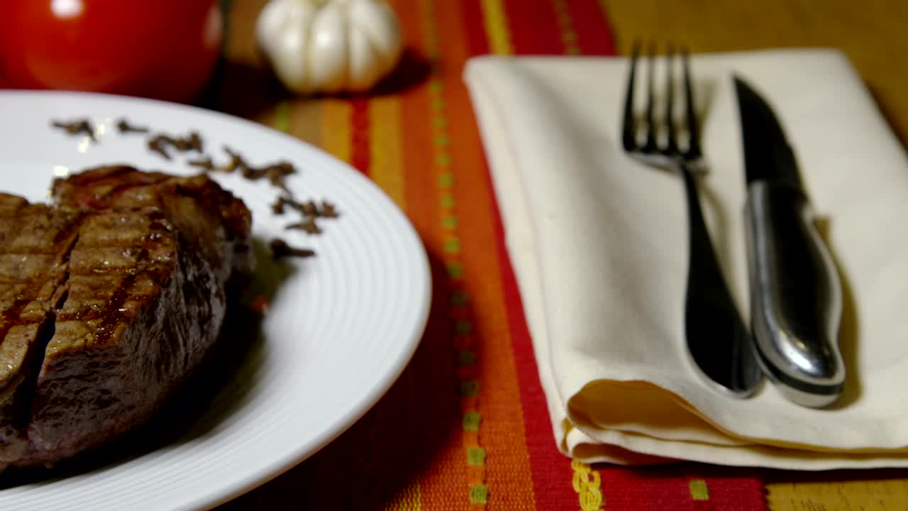 Free Video Stock Steak Served With Simple Vegetables Live Wallpaper