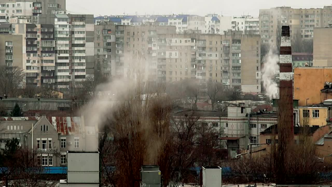 Free Video Stock Steam Coming Out Of Household Chimneys Live Wallpaper