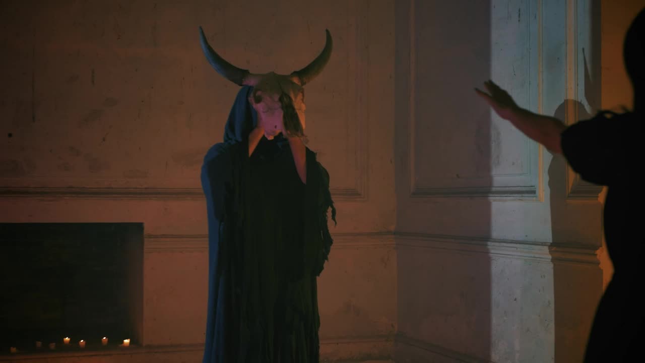 Free Video Stock Strange Ritual Of A Man With The Skull Of A Live Wallpaper