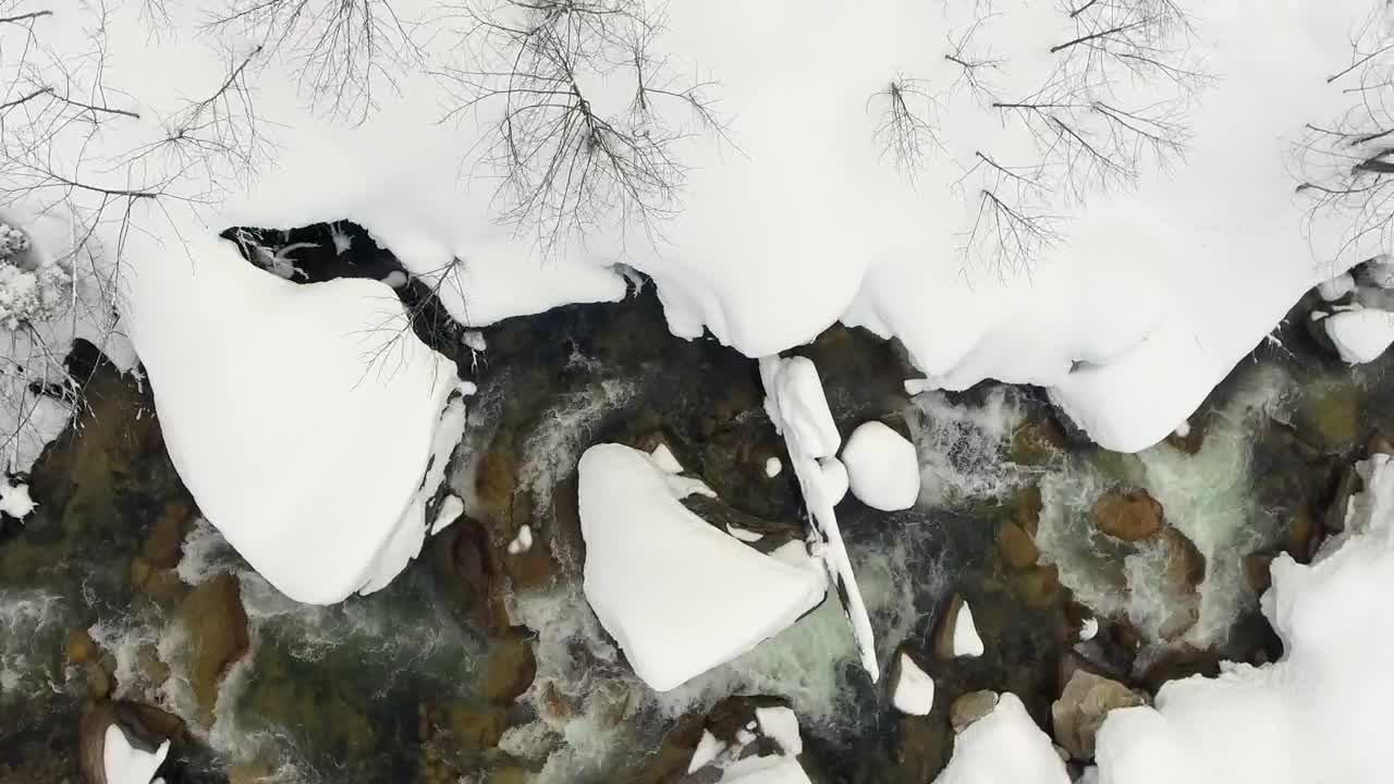 Free Video Stock Stream Flowing Between The Snow Live Wallpaper
