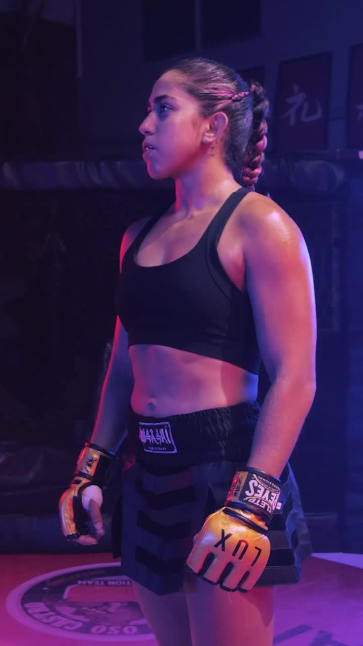 Free Video Stock Strong Female Fighter Standing On A Ring Live Wallpaper