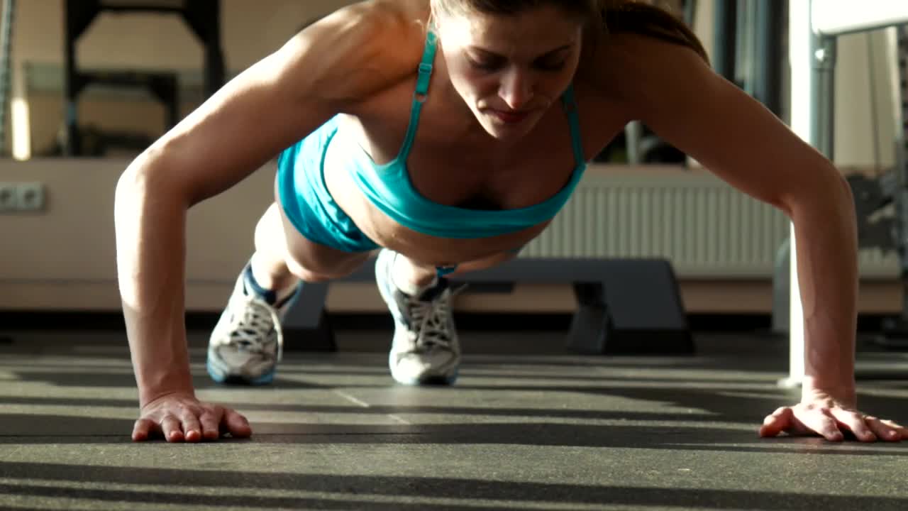 Free Video Stock Strong Woman Doing Push Ups Ground View Live Wallpaper