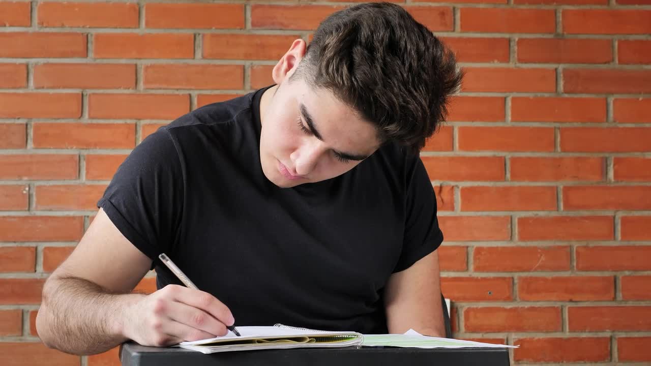 Free Video Stock Student In A Classroom Writing In Her Notebook Live Wallpaper