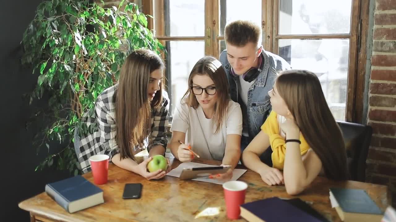 Free Video Stock Students Doing Homework Together At Home Live Wallpaper