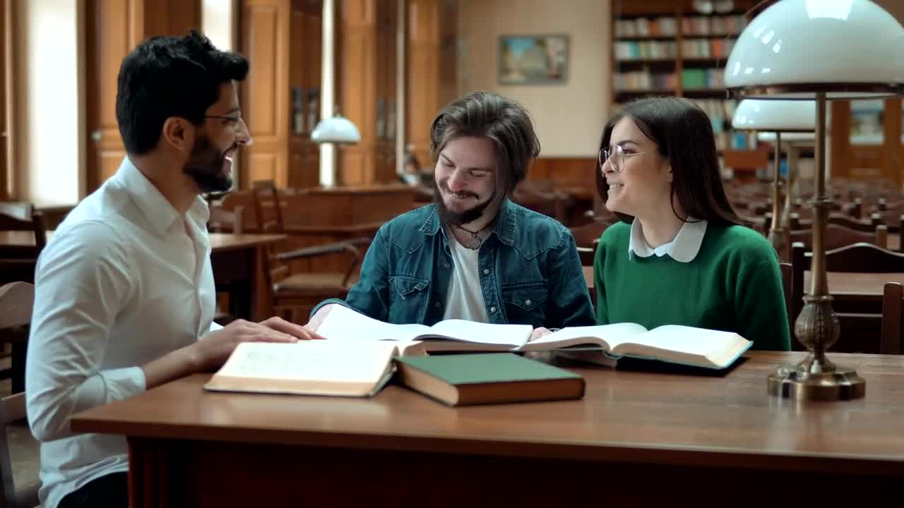 Free Video Stock Students Learn From Tutor In University Library Live Wallpaper