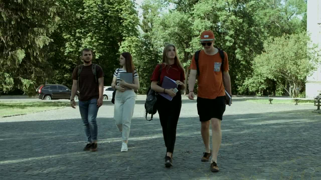 Free Video Stock Students Walking Through A College Live Wallpaper