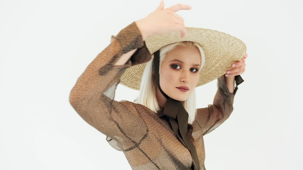 Free Video Stock Studio Shot Of Fashion Model Posing On White Background Live Wallpaper