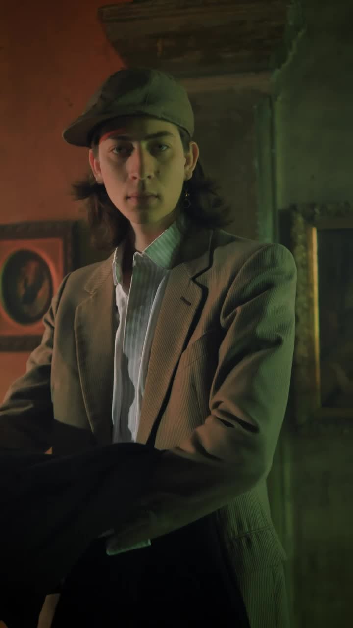 Free Video Stock Stylish Old Fashion Male Model Putting On A Coat Live Wallpaper