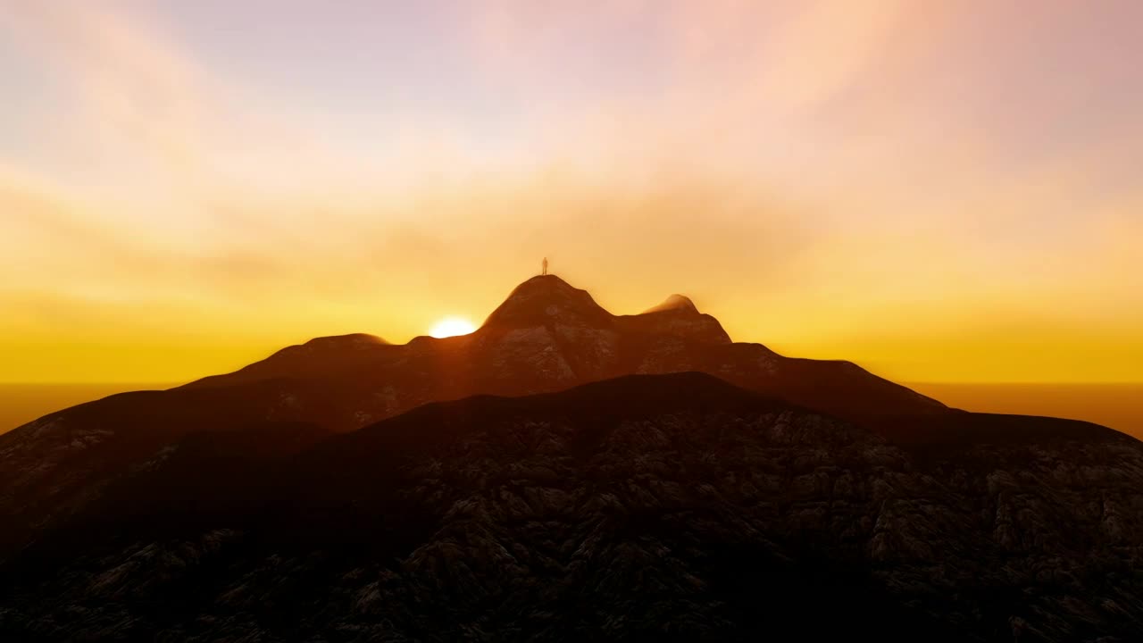 Free Video Stock Successful Businessman On Top Of A Mountain Live Wallpaper