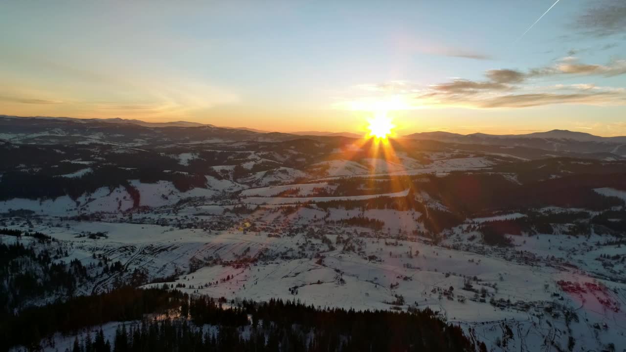 Free Video Stock Sun Setting Behind The Winter Mountains Live Wallpaper