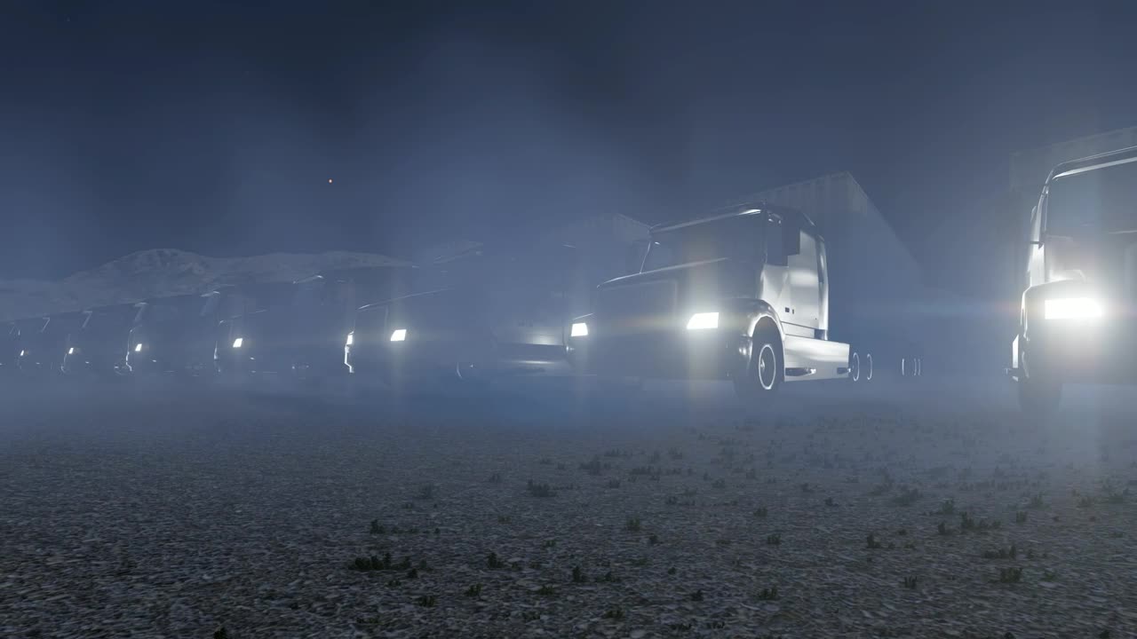 Free Video Stock transport trucks at night Live Wallpaper